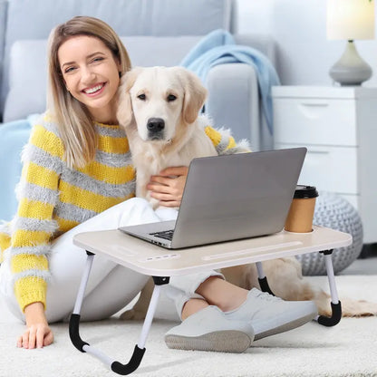 LapFlow™ Laptop Bed Desk – Foldable Lap Desk with 4 USB Ports, Drawer & Cup Holder